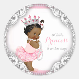 Ethnische Ballerina Prinzessin Tutu Mädchen Baby S Runder Aufkleber