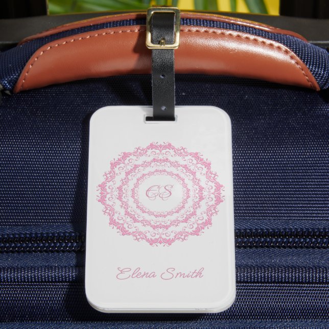 Ethnische Blumenmandala. Blumenkrone Gepäckanhänger (Vorderseite Insitu 2)