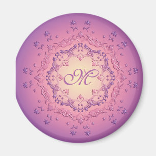 Ethnische Blumenmandala. Monogramm. Magnet