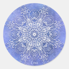 Ethnische Blumenmandala. Runder Aufkleber
