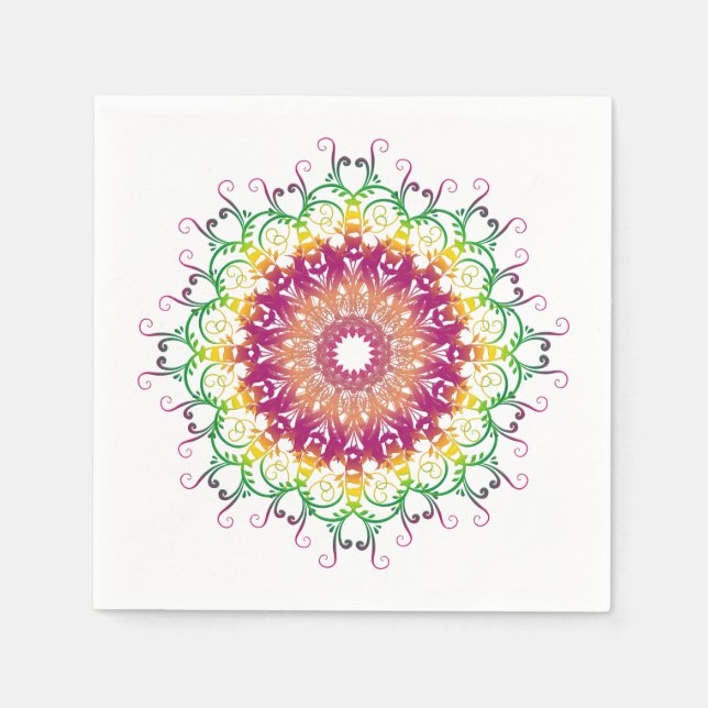 Ethnische Blumenmandala. Serviette (Vorderseite)