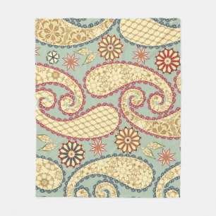 Ethnische Blumenmuster im Paisley-Vintage-Stil. Fleecedecke