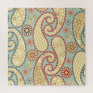 Ethnische Blumenmuster im Paisley-Vintage-Stil. Puzzle