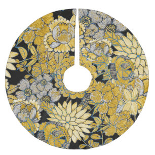 Ethnische Blumenmuster: Kreative Paisley-Textur. Polyester Weihnachtsbaumdecke