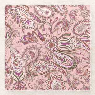 Ethnische Blumenmuster: Orientalisches Paisley-Des Glasuntersetzer