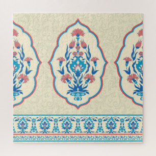 Ethnische Blumenstoffe: Nahtlose Eleganz Puzzle