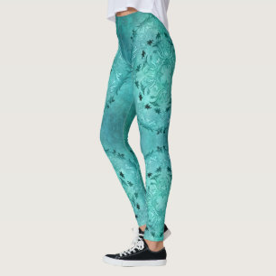 Ethnische BlumenTürkis-Schmutz-Mandala Leggings