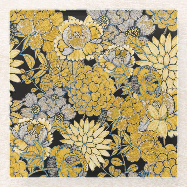 Ethnische Blüte: Creative Paisley Texture. Glasuntersetzer (Vorderseite)
