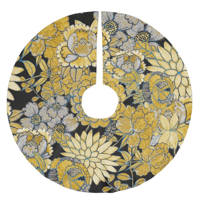 Ethnische Blüte: Creative Paisley Texture. Polyester Weihnachtsbaumdecke (Vorderseite)