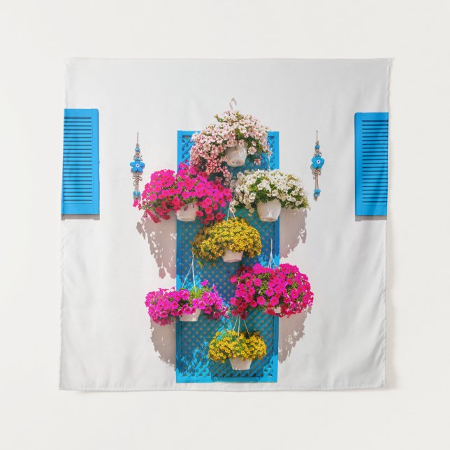 Ethnische Blüte: Gartenmauer Wandteppich (Vorderseite)