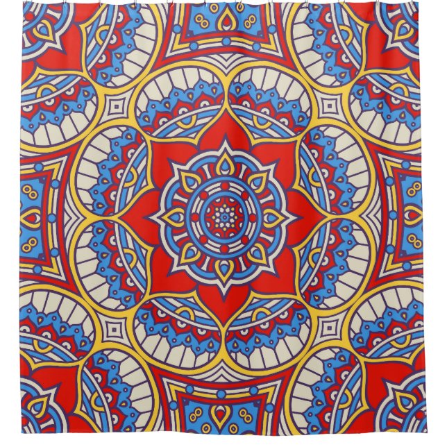 Ethnische Blüte, nahtlose böhmische Muster. Duschvorhang (Vorderseite)