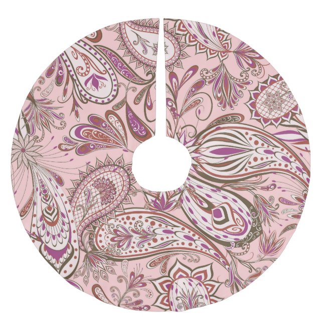 Ethnische Blüte: Orientales Paisley Design. Polyester Weihnachtsbaumdecke (Vorderseite)
