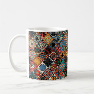 Ethnische Blütenmandala nahtlos Muster. Farblich Kaffeetasse