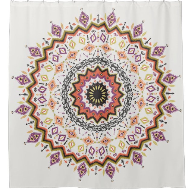Ethnische Dekorative: Vintage Indianerverzierung Duschvorhang (Vorderseite)