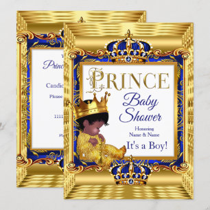 Ethnische dunkelgoldene Prinz-Baby-Party Royal Bla Einladung