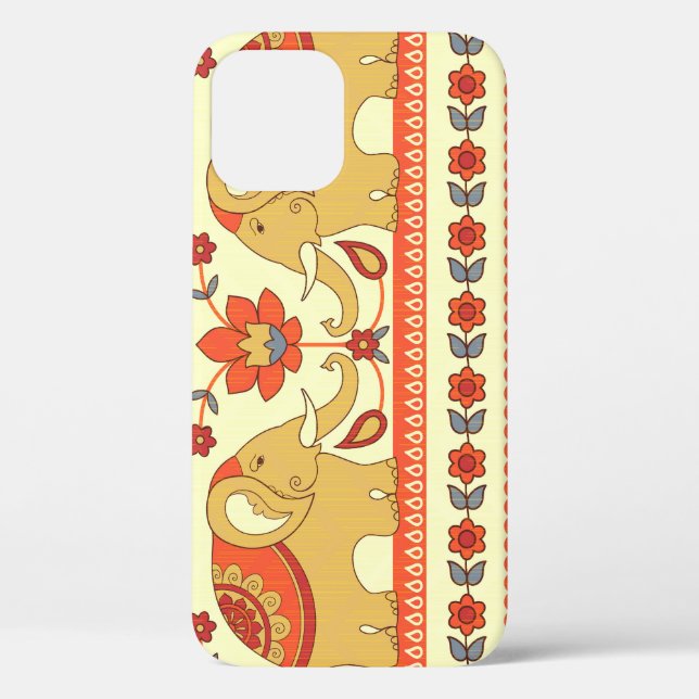 Ethnische Elefanten, Blume, nahtlose Muster. Case-Mate iPhone Hülle (Rückseite)