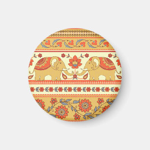 Ethnische Elefanten, Blume, nahtlose Muster. Magnet
