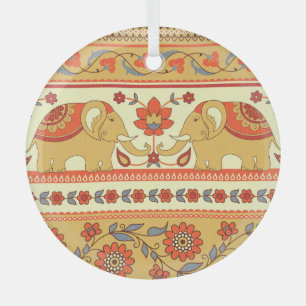 Ethnische Elefanten, Blumen, nahtloses Muster. Ornament Aus Glas