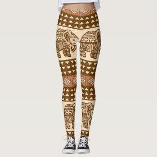 Ethnische Elefanten Geometrisches Vintage-Muster Leggings