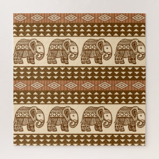 Ethnische Elefanten Geometrisches Vintages Muster Puzzle