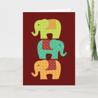 Ethnische Elefanten mit Blume auf Maroon Red
