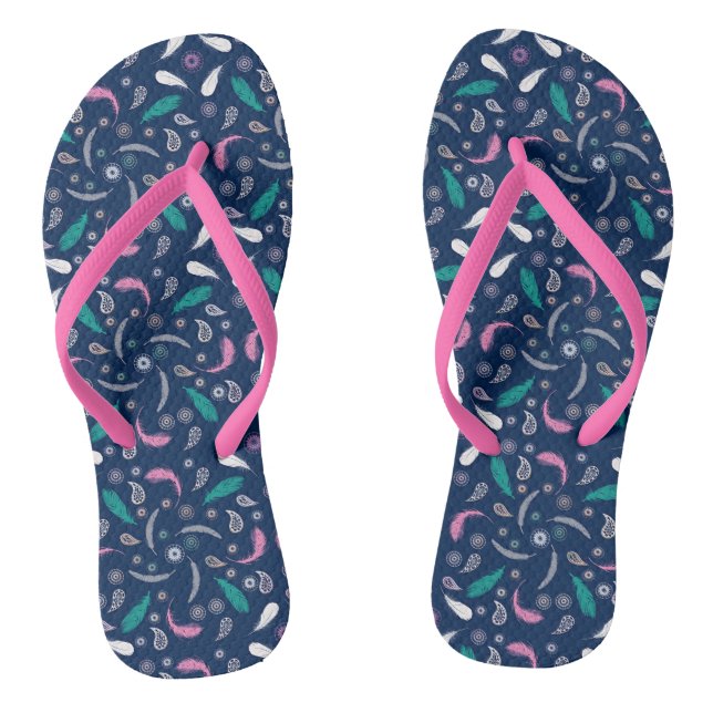 ethnische Federn böhmisches Muster Flip Flops (Fußbett)