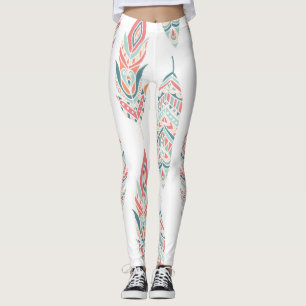 Ethnische Federn Handgezeichnete Illustration Leggings