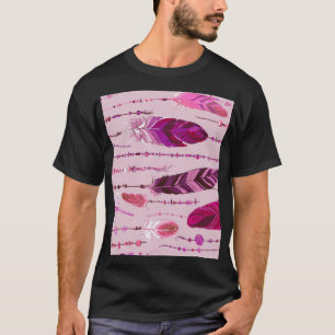 Ethnische Federn: Helles, farbiges Muster. T-Shirt