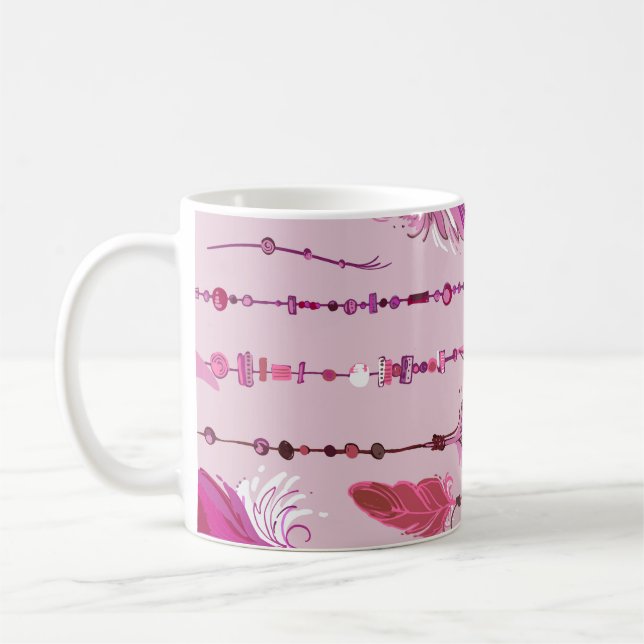 Ethnische Federn: Helles Farbmuster. Kaffeetasse (Links)