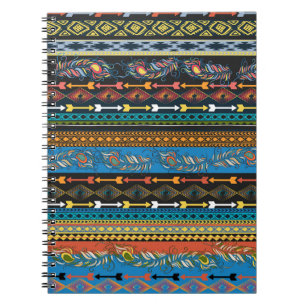 Ethnische Federn: Stickerei Boho Chic Notizblock