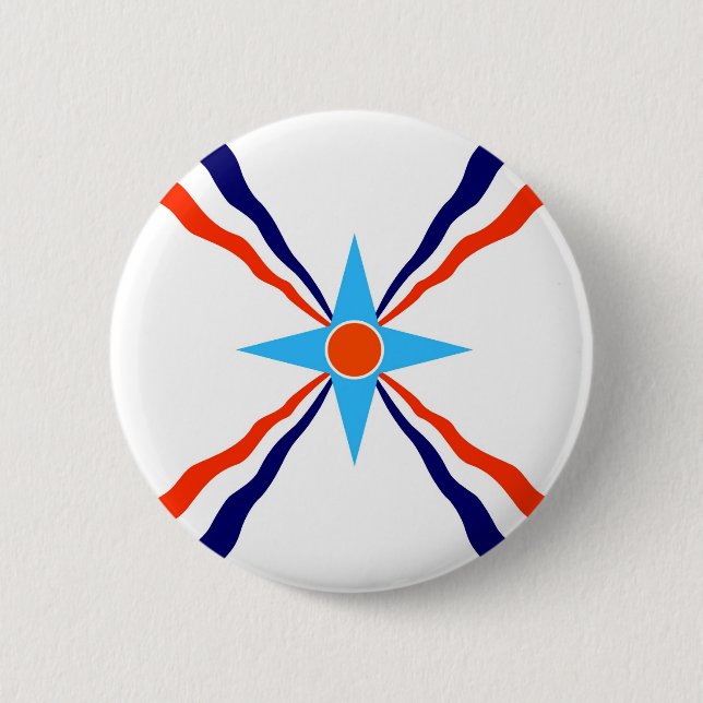 ethnische Flagge der assyrian Leute Button (Vorderseite)
