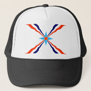ethnische Flagge der assyrian Leute Truckerkappe