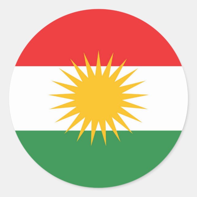Ethnische Flagge Kurdistans Runder Aufkleber (Vorderseite)