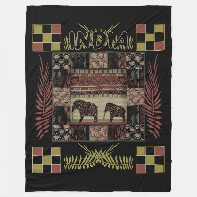 Ethnische Flickenteppiche in Indien Fleecedecke (Vorderseite)