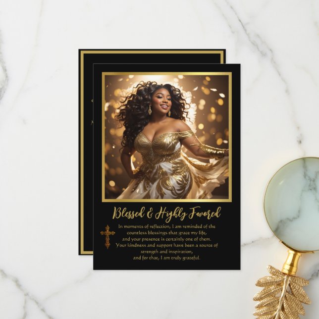 Ethnische Frau gesegnet und hoch begünstigt spirit Dankeskarte (Vorderseite/Rückseite Beispiel)