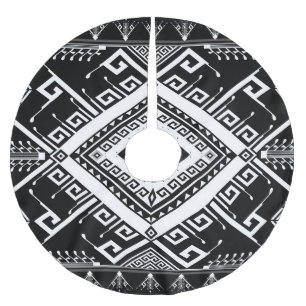 Ethnische geometrische indische Grenze, abstrakt. Polyester Weihnachtsbaumdecke