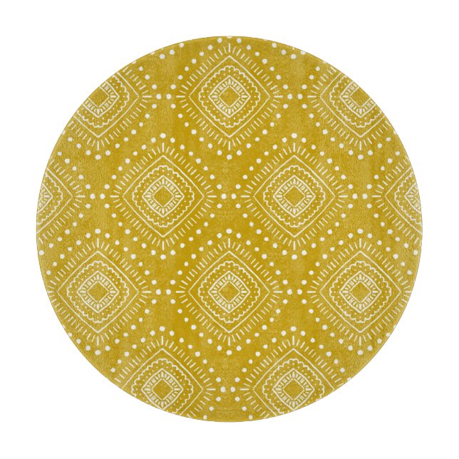 Ethnische geometrische Struktur: goldgelb, weiß Schneidebrett (Vorderseite)