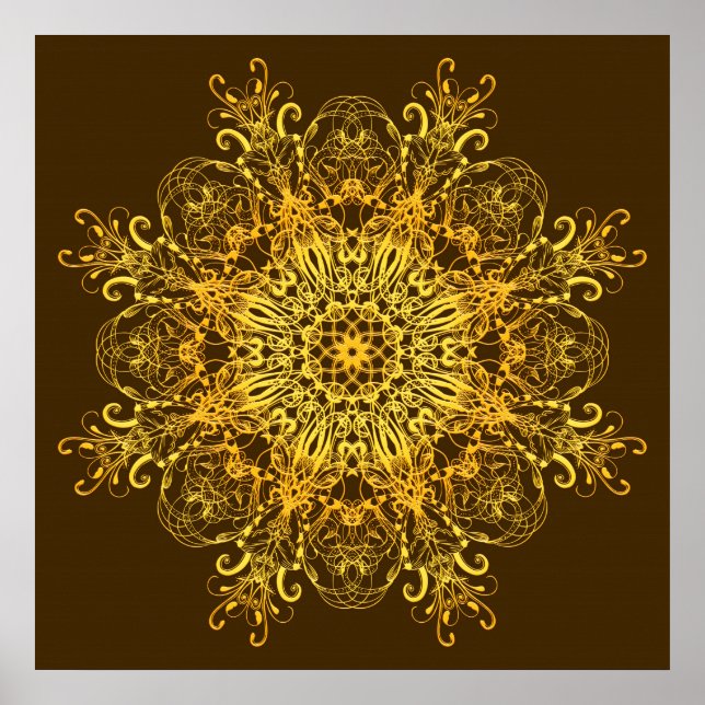 Ethnische goldene Mandala. Poster (Vorne)