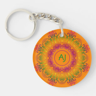 Ethnische Gradientenmandala. Monogrammm. Schlüssel Schlüsselanhänger