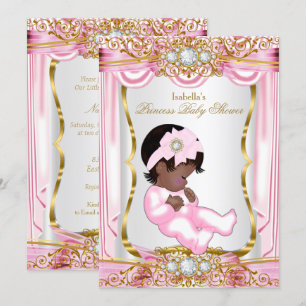 Ethnische hübsche Prinzessin Baby Shower Pink Seid Einladung