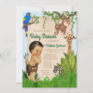 Ethnische Jungen-Safari-Baby-Party Einladung