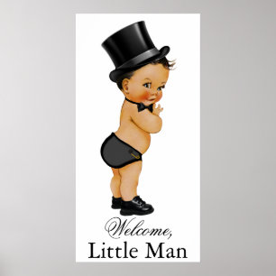 Ethnische kleine Mann Junge Baby Shower Banner Poster