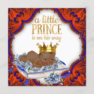 Ethnische königliche Prinz Rot Blau und Gold Baby Einladung
