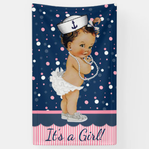 Ethnische Mädchen Nautical Baby Shower Banner
