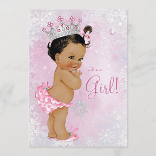 Ethnische Mädchen Winter Wonderland Baby Shower Einladung