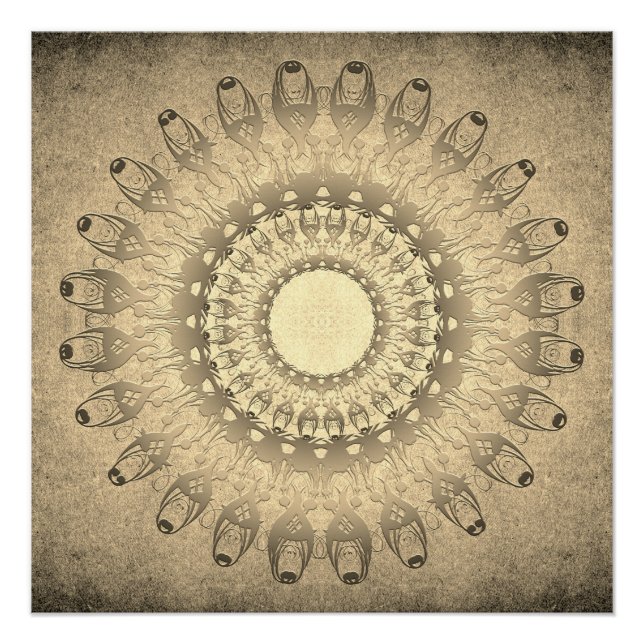 Ethnische Mandala auf Grunge-Hintergrund Poster (Vorderseite)