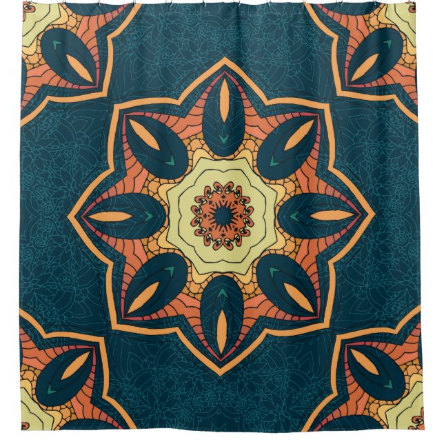 Ethnische Mandala: nahtlos Vintages Muster Duschvorhang (Vorderseite)