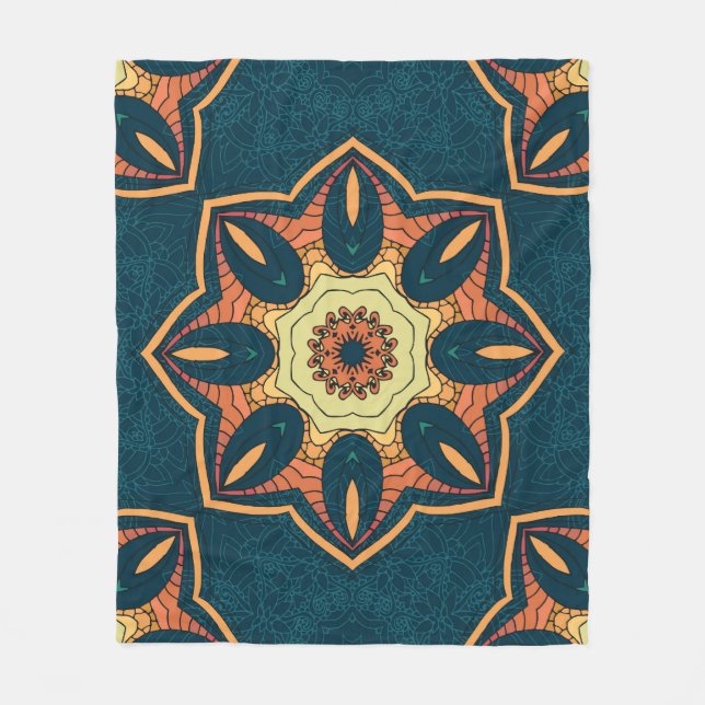 Ethnische Mandala: nahtlos Vintages Muster Fleecedecke (Vorderseite)
