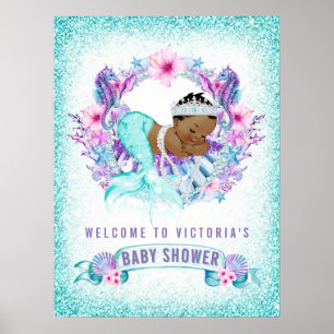 Ethnische Meerjungfrau-Baby-Shower-Willkommensschi Poster