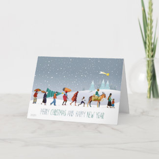 Ethnische Menschen reisen Weihnachtskarte Karte